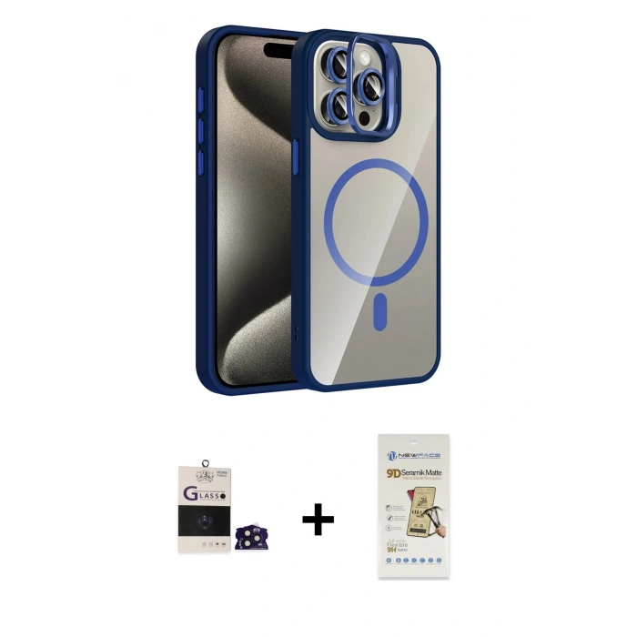 MARSİLYAN™- iPhone 14 Pro Max Kılıf Yadigar Asil Koleksiyonu - Siyah Mat Seramik Nano Ekran Koruyucu + Bilvis Titan Kamera Lens - DNMR
