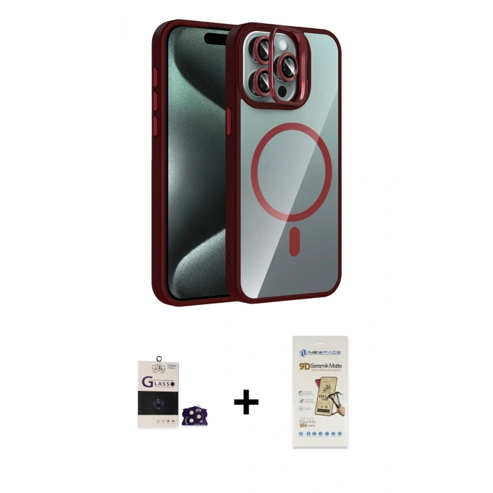 MARSİLYAN™- iPhone 14 Pro Max Kılıf Yadigar Asil Koleksiyonu - Siyah Mat Seramik Nano Ekran Koruyucu + Bilvis Titan Kamera Lens - DNMR