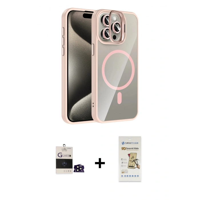 MARSİLYAN™- iPhone 14 Pro Max Kılıf Yadigar Asil Koleksiyonu - Siyah Mat Seramik Nano Ekran Koruyucu + Bilvis Titan Kamera Lens - SH