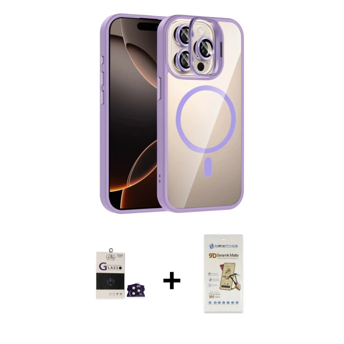 MARSİLYAN™- iPhone 14 Pro Max Kılıf Yadigar Asil Koleksiyonu - Siyah Mat Seramik Nano Ekran Koruyucu + Bilvis Titan Kamera Lens - DNMR