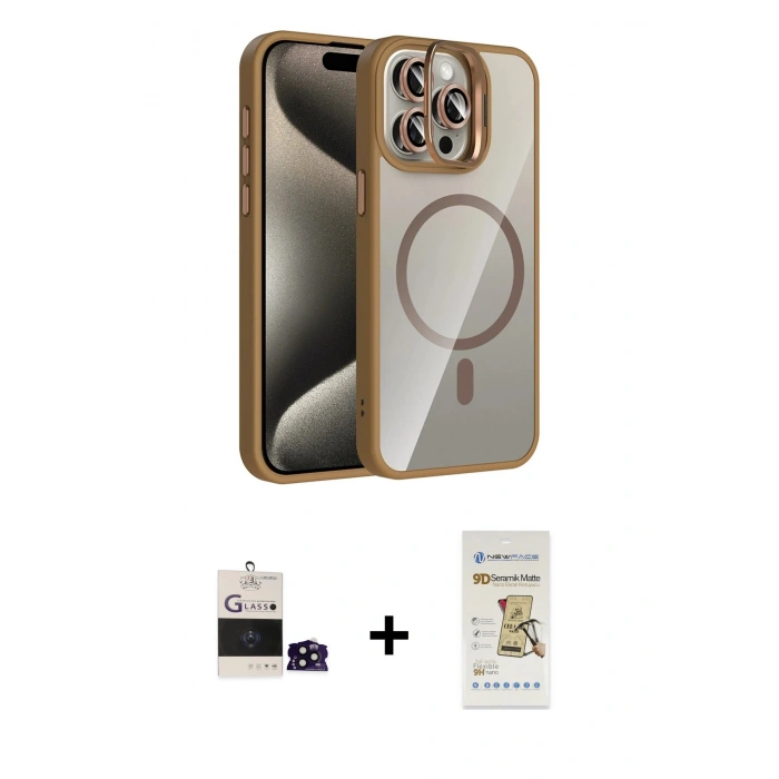 MARSİLYAN™- iPhone 14 Pro Max Kılıf Yadigar Asil Koleksiyonu - Siyah Mat Seramik Nano Ekran Koruyucu + Bilvis Titan Kamera Lens - SH