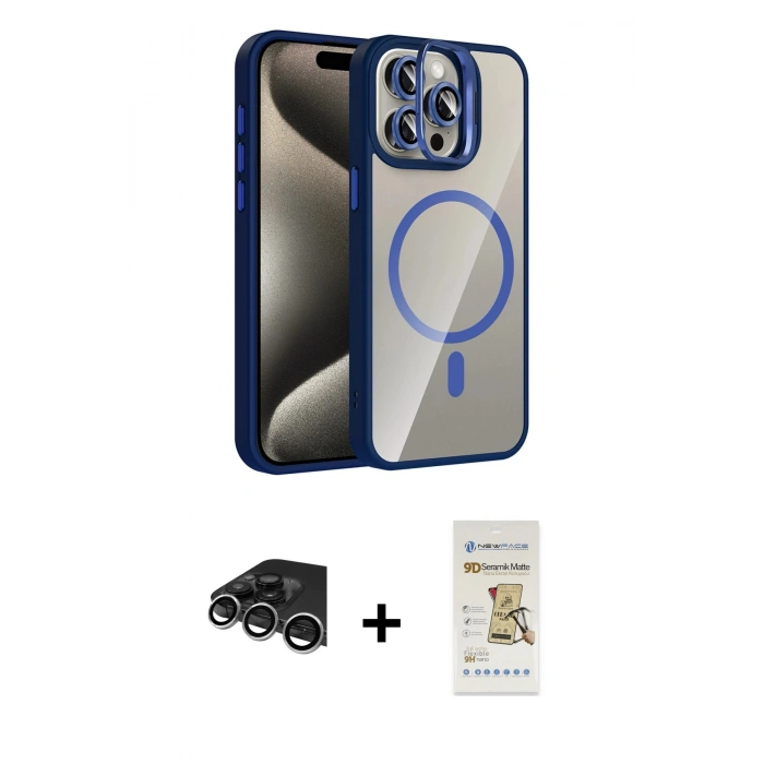 MARSİLYAN™- iPhone 14 Pro Max Kılıf Yadigar Asil Koleksiyonu - Siyah Mat Seramik Nano Ekran Koruyucu + Raze Metal Kamera Lens - GS