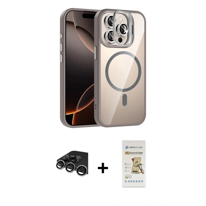 MARSİLYAN™- iPhone 14 Pro Max Kılıf Yadigar Asil Koleksiyonu - Siyah Mat Seramik Nano Ekran Koruyucu + Raze Metal Kamera Lens - GS