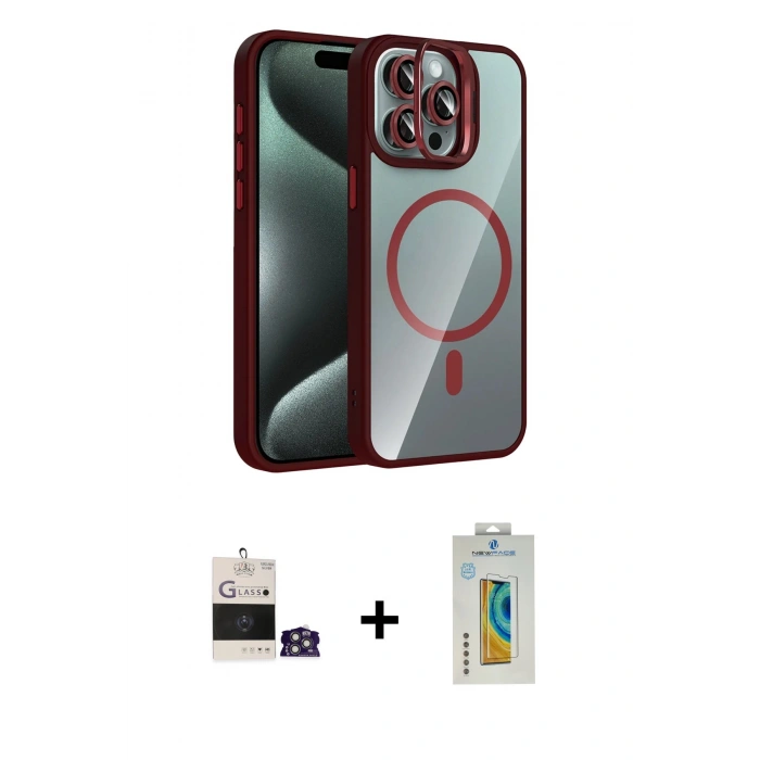 MARSİLYAN™- iPhone 14 Pro Max Kılıf Yadigar Asil Koleksiyonu - Siyah Polymer Nano Ekran Koruyucu + Bilvis Titan Kamera Lens - GS