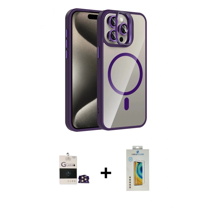 MARSİLYAN™- iPhone 14 Pro Max Kılıf Yadigar Asil Koleksiyonu - Siyah Polymer Nano Ekran Koruyucu + Bilvis Titan Kamera Lens - GD