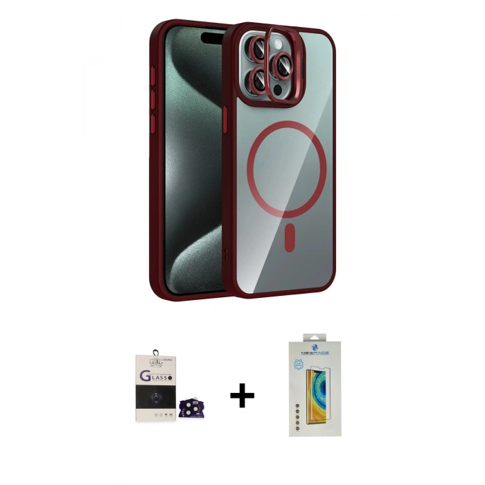 MARSİLYAN™- iPhone 14 Pro Max Kılıf Yadigar Asil Koleksiyonu - Siyah Polymer Nano Ekran Koruyucu + Siyah Bilvis Titan Kamera Lens