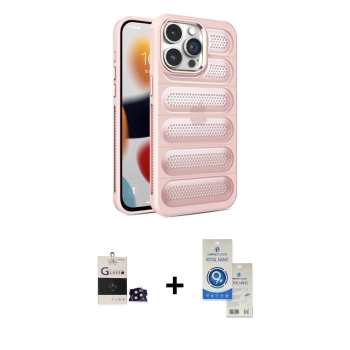 MARSİLYAN™- iPhone 14 Pro Max Kılıf Yadigar Doku Özel Seri - Şeffaf Royal Nano Ekran Koruyucu + Bilvis Titan Kamera Lens - SH