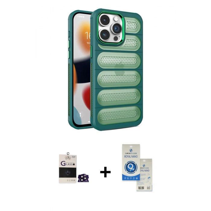 MARSİLYAN™- iPhone 14 Pro Max Kılıf Yadigar Doku Özel Seri - Şeffaf Royal Nano Ekran Koruyucu + Bilvis Titan Kamera Lens - DNMR