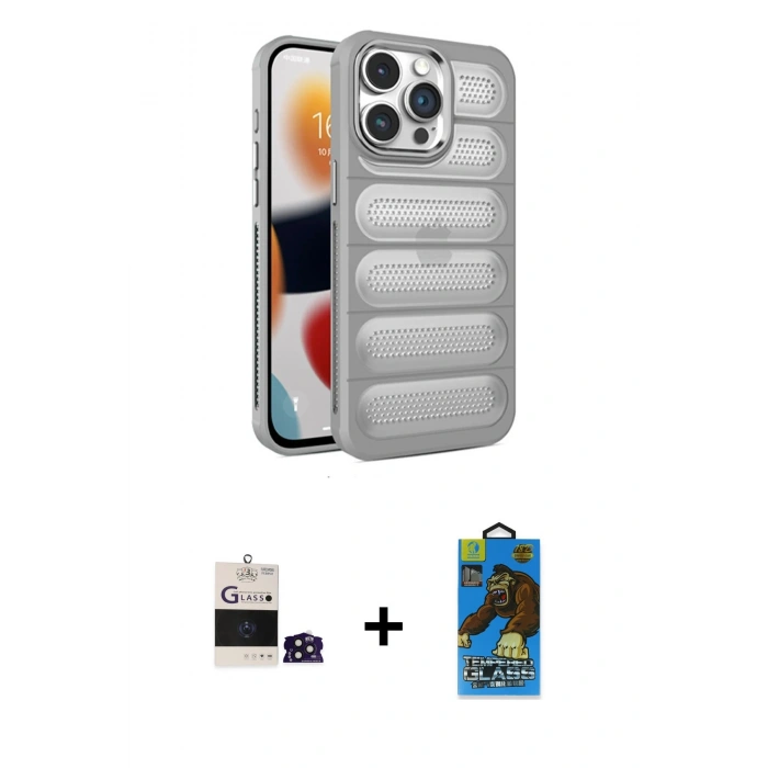 MARSİLYAN™- iPhone 14 Pro Max Kılıf Yadigar Doku Özel Seri - Siyah 18D Cam Ekran Koruyucu + Bilvis Titan Kamera Lens - DNMR