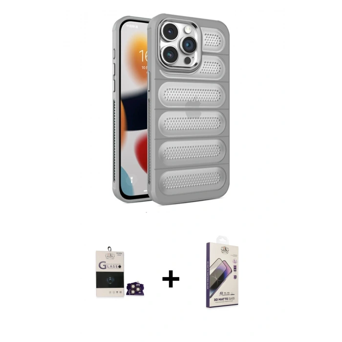 MARSİLYAN™- iPhone 14 Pro Max Kılıf Yadigar Doku Özel Seri - Siyah Bilvis 3D Mat Cam Ekran Koruyucu + Bilvis Titan Kamera Lens - GD