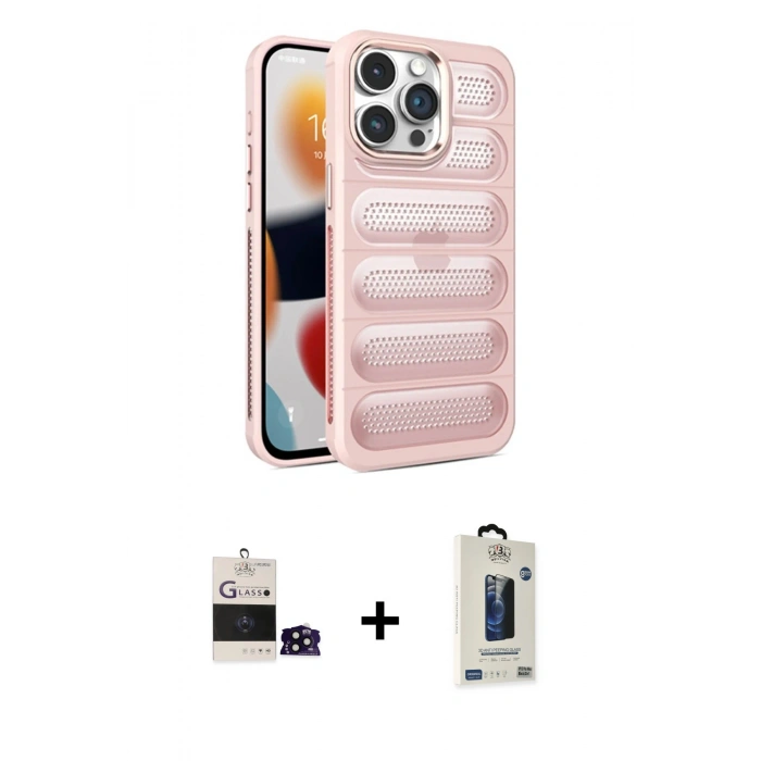 MARSİLYAN™- iPhone 14 Pro Max Kılıf Yadigar Doku Özel Seri - Siyah Bilvis Hayalet Cam Ekran Koruyucu + Siyah Bilvis Titan Kamera Lens