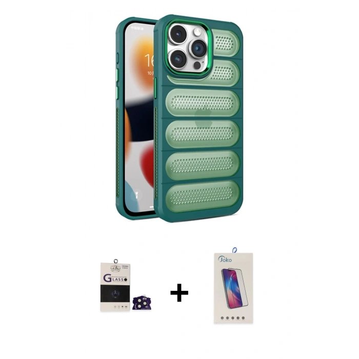 MARSİLYAN™- iPhone 14 Pro Max Kılıf Yadigar Doku Özel Seri - Siyah Joko 5D Cam + Bilvis Titan Kamera Lens - DNMR
