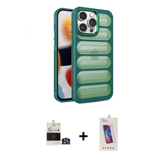 MARSİLYAN™- iPhone 14 Pro Max Kılıf Yadigar Doku Özel Seri - Siyah Joko 5D Cam + Bilvis Titan Kamera Lens - GS