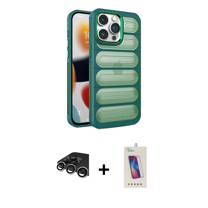 MARSİLYAN™- iPhone 14 Pro Max Kılıf Yadigar Doku Özel Seri - Siyah Joko 5D Cam + Raze Metal Kamera Lens - GS