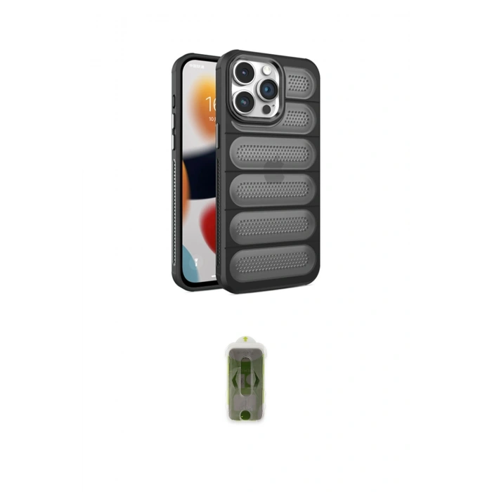 MARSİLYAN™- iPhone 14 Pro Max Kılıf Yadigar Doku Özel Seri - Siyah Joko Magic 5D Hayalet Cam
