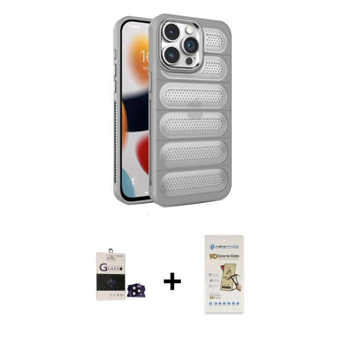 MARSİLYAN™- iPhone 14 Pro Max Kılıf Yadigar Doku Özel Seri - Siyah Mat Seramik Nano Ekran Koruyucu + Bilvis Titan Kamera Lens - SH