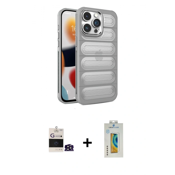 MARSİLYAN™- iPhone 14 Pro Max Kılıf Yadigar Doku Özel Seri - Siyah Polymer Nano Ekran Koruyucu + Bilvis Titan Kamera Lens - DNMR