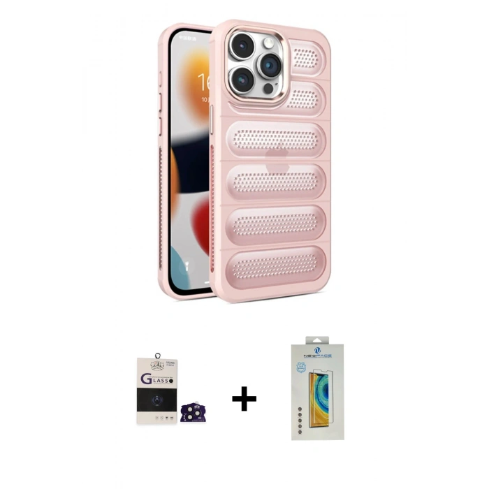 MARSİLYAN™- iPhone 14 Pro Max Kılıf Yadigar Doku Özel Seri - Siyah Polymer Nano Ekran Koruyucu + Bilvis Titan Kamera Lens - DNMR