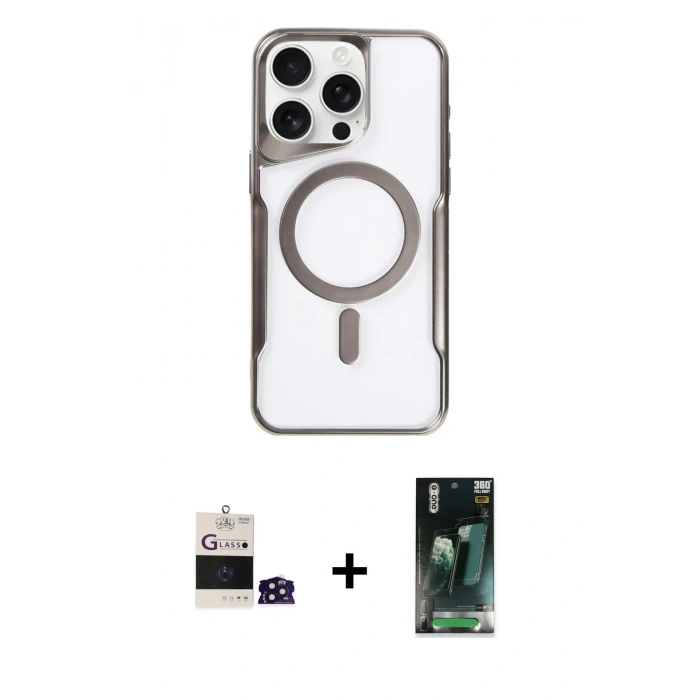 MARSİLYAN™- iPhone 14 Pro Max Kılıf Yadigar Klasik Özel Seri - Şeffaf 360 Full Body Arka Koruyucu + Bilvis Titan Kamera Lens - DNMR