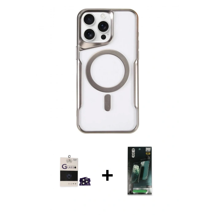 MARSİLYAN™- iPhone 14 Pro Max Kılıf Yadigar Klasik Özel Seri - Şeffaf 360 Full Body Arka Koruyucu + Bilvis Titan Kamera Lens - DNMR