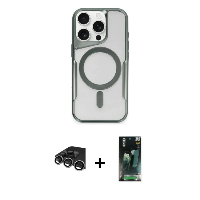 MARSİLYAN™- iPhone 14 Pro Max Kılıf Yadigar Klasik Özel Seri - Şeffaf 360 Full Body Arka Koruyucu + Raze Metal Kamera Lens - GS