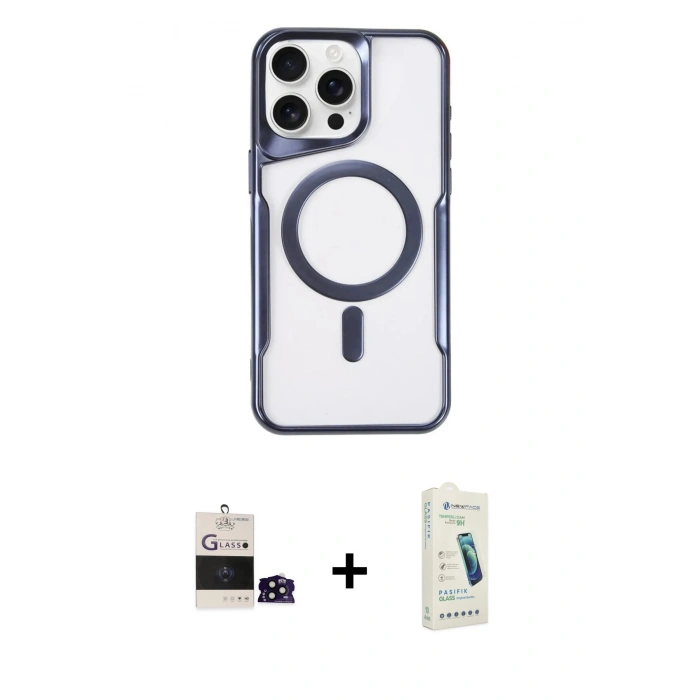 MARSİLYAN™- iPhone 14 Pro Max Kılıf Yadigar Klasik Özel Seri - Şeffaf Pasifik Cam Ekran Koruyucu + Bilvis Titan Kamera Lens - SH