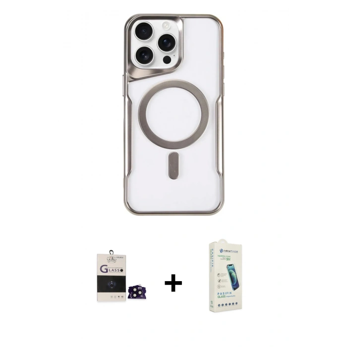 MARSİLYAN™- iPhone 14 Pro Max Kılıf Yadigar Klasik Özel Seri - Şeffaf Pasifik Cam Ekran Koruyucu + Bilvis Titan Kamera Lens - SH