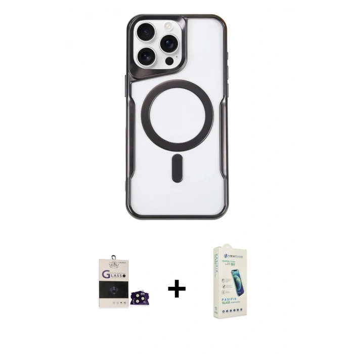 MARSİLYAN™- iPhone 14 Pro Max Kılıf Yadigar Klasik Özel Seri - Şeffaf Pasifik Cam Ekran Koruyucu + Bilvis Titan Kamera Lens - SH