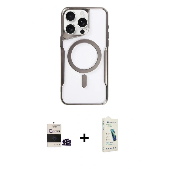 MARSİLYAN™- iPhone 14 Pro Max Kılıf Yadigar Klasik Özel Seri - Şeffaf Pasifik Cam Ekran Koruyucu + Bilvis Titan Kamera Lens - SH