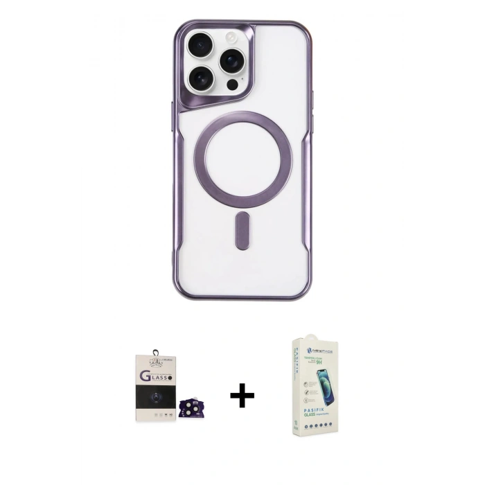 MARSİLYAN™- iPhone 14 Pro Max Kılıf Yadigar Klasik Özel Seri - Şeffaf Pasifik Cam Ekran Koruyucu + Bilvis Titan Kamera Lens - SH