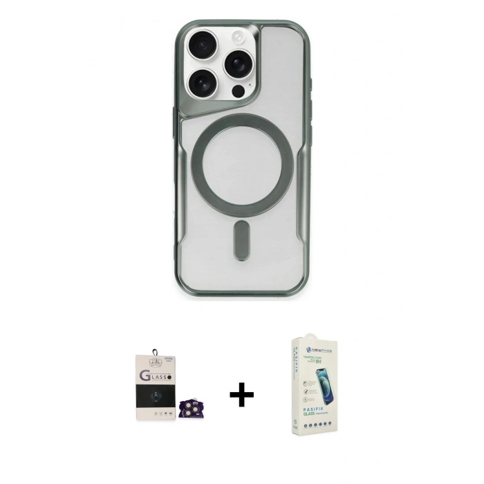 MARSİLYAN™- iPhone 14 Pro Max Kılıf Yadigar Klasik Özel Seri - Şeffaf Pasifik Cam Ekran Koruyucu + Gold Bilvis Titan Kamera Lens