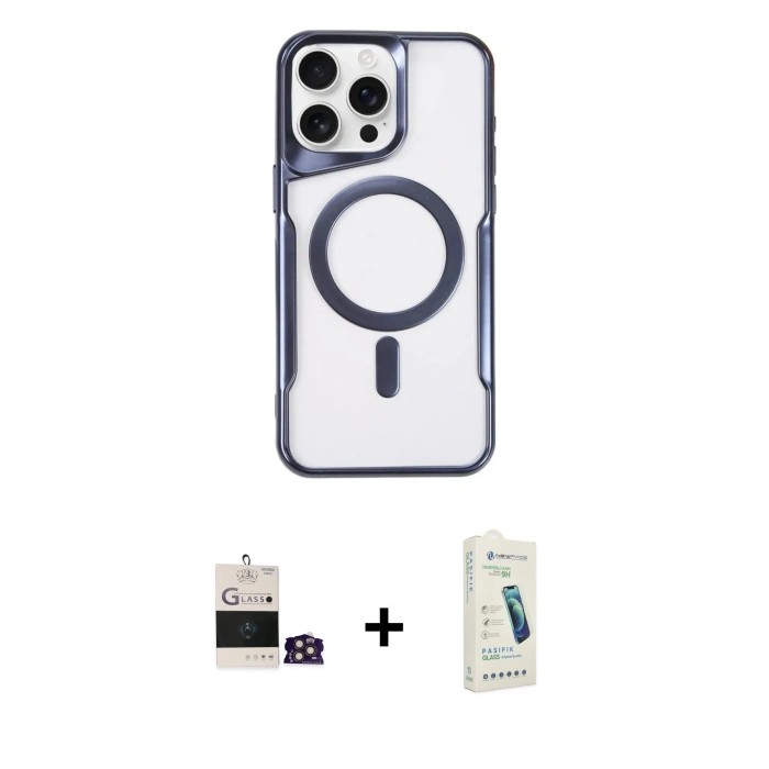 MARSİLYAN™- iPhone 14 Pro Max Kılıf Yadigar Klasik Özel Seri - Şeffaf Pasifik Cam Ekran Koruyucu + Gold Bilvis Titan Kamera Lens