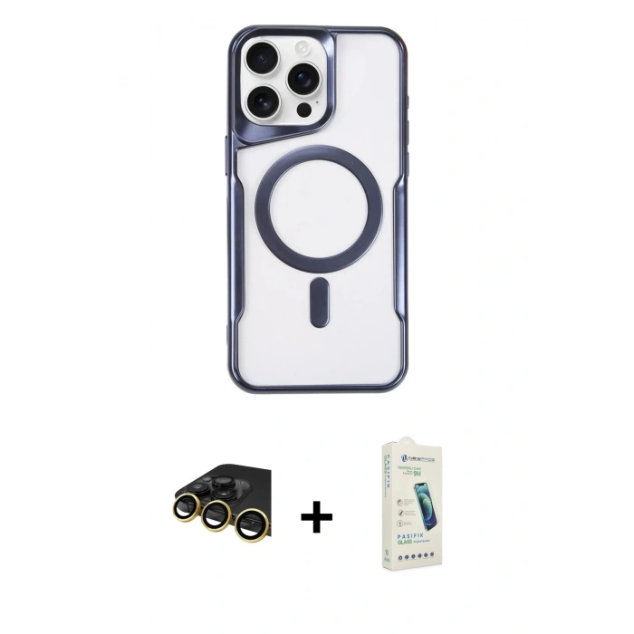 MARSİLYAN™- iPhone 14 Pro Max Kılıf Yadigar Klasik Özel Seri - Şeffaf Pasifik Cam Ekran Koruyucu + Raze Metal Kamera Lens - GD