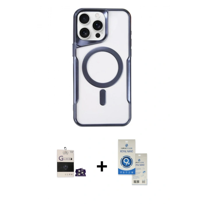 MARSİLYAN™- iPhone 14 Pro Max Kılıf Yadigar Klasik Özel Seri - Şeffaf Royal Nano Ekran Koruyucu + Bilvis Titan Kamera Lens - GS