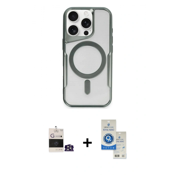 MARSİLYAN™- iPhone 14 Pro Max Kılıf Yadigar Klasik Özel Seri - Şeffaf Royal Nano Ekran Koruyucu + Bilvis Titan Kamera Lens - GS