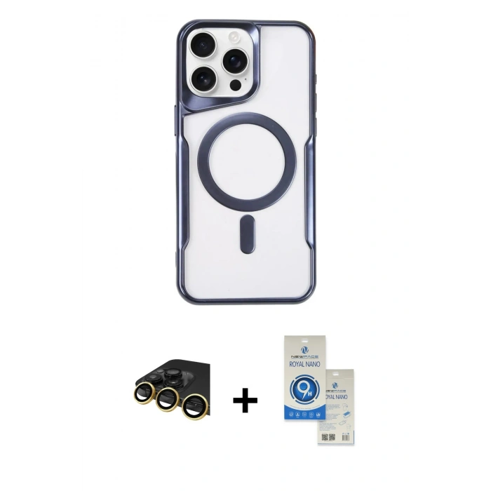 MARSİLYAN™- iPhone 14 Pro Max Kılıf Yadigar Klasik Özel Seri - Şeffaf Royal Nano Ekran Koruyucu + Raze Metal Kamera Lens - GD