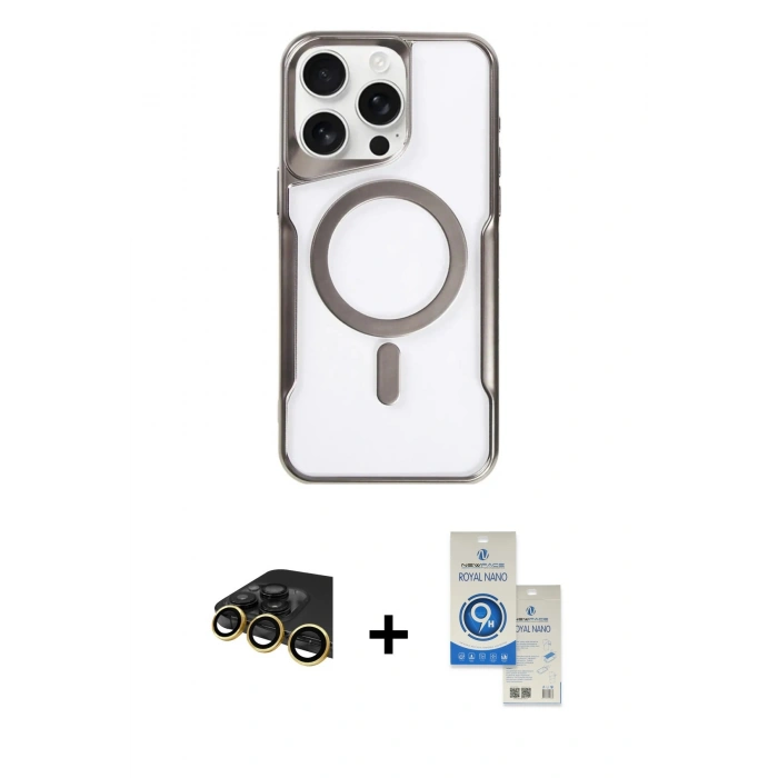 MARSİLYAN™- iPhone 14 Pro Max Kılıf Yadigar Klasik Özel Seri - Şeffaf Royal Nano Ekran Koruyucu + Raze Metal Kamera Lens - GD