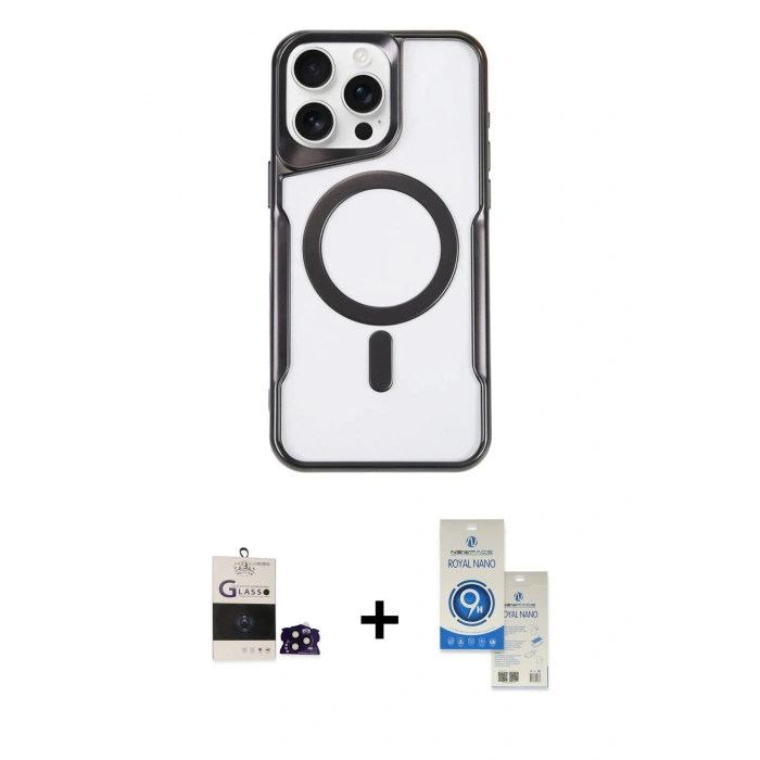 MARSİLYAN™- iPhone 14 Pro Max Kılıf Yadigar Klasik Özel Seri - Şeffaf Royal Nano Ekran Koruyucu + Bilvis Titan Kamera Lens - SH