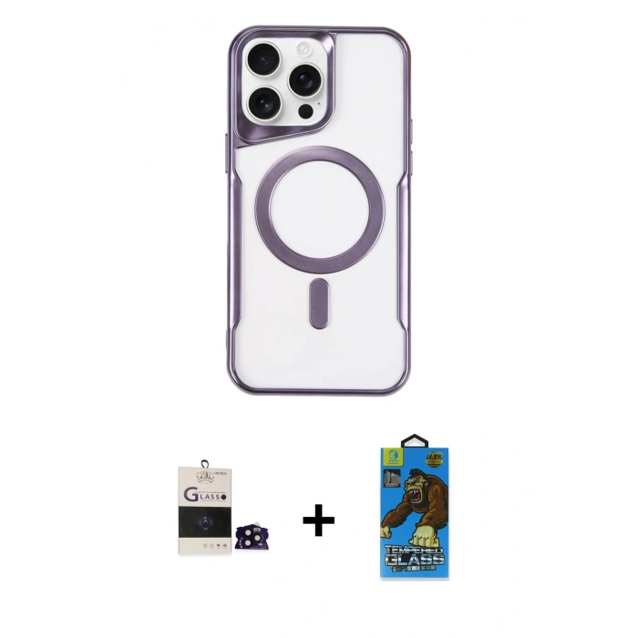 MARSİLYAN™- iPhone 14 Pro Max Kılıf Yadigar Klasik Özel Seri - Siyah 18D Cam Ekran Koruyucu + Bilvis Titan Kamera Lens - SH
