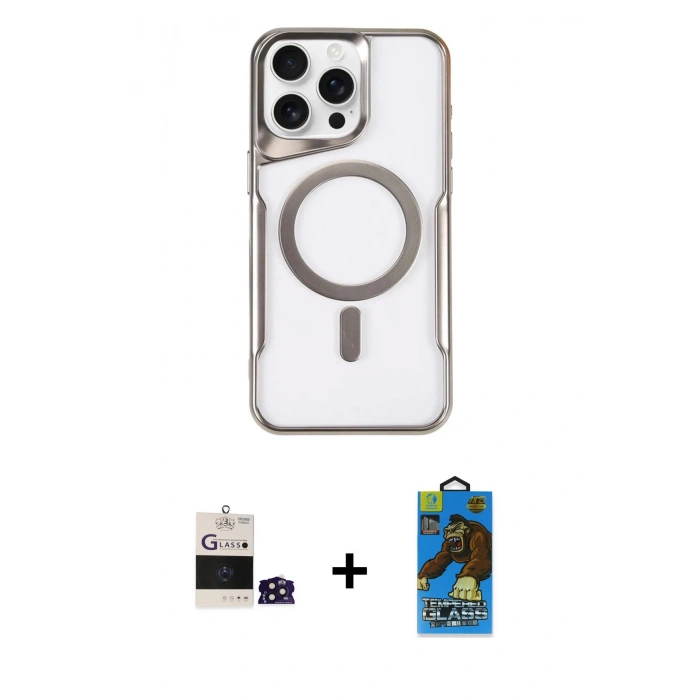 MARSİLYAN™- iPhone 14 Pro Max Kılıf Yadigar Klasik Özel Seri - Siyah 18D Cam Ekran Koruyucu + Derin Mor Bilvis Titan Kamera Lens