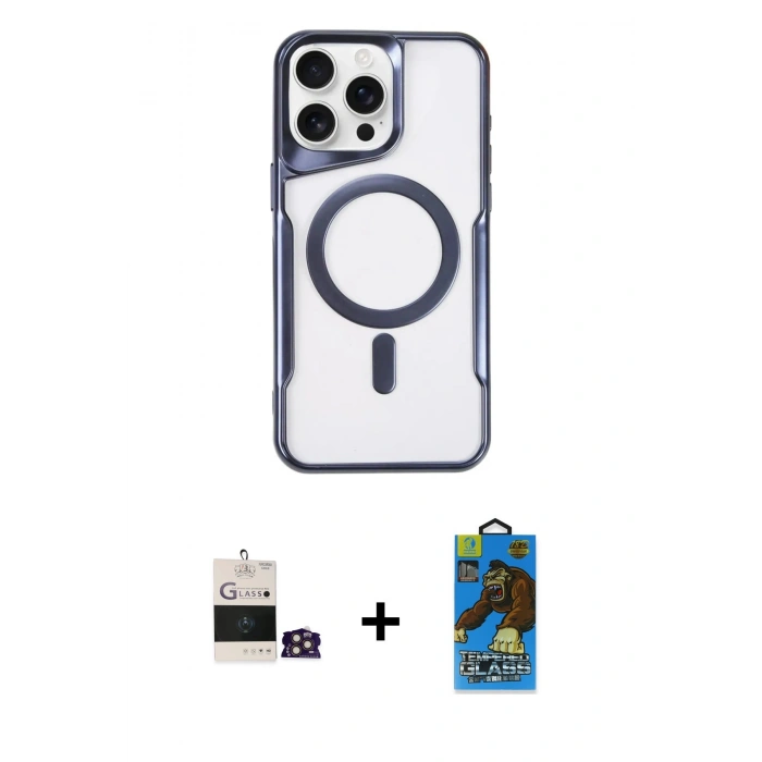 MARSİLYAN™- iPhone 14 Pro Max Kılıf Yadigar Klasik Özel Seri - Siyah 18D Cam Ekran Koruyucu + Bilvis Titan Kamera Lens - GD