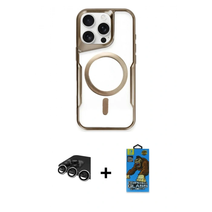 MARSİLYAN™- iPhone 14 Pro Max Kılıf Yadigar Klasik Özel Seri - Siyah 18D Cam Ekran Koruyucu + Raze Metal Kamera Lens - GS