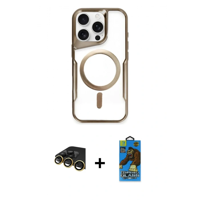MARSİLYAN™- iPhone 14 Pro Max Kılıf Yadigar Klasik Özel Seri - Siyah 18D Cam Ekran Koruyucu + Raze Metal Kamera Lens - GD