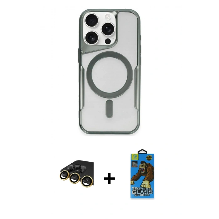 MARSİLYAN™- iPhone 14 Pro Max Kılıf Yadigar Klasik Özel Seri - Siyah 18D Cam Ekran Koruyucu + Raze Metal Kamera Lens - GD