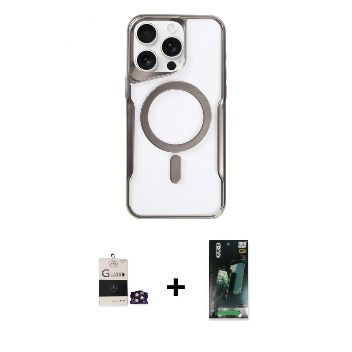 MARSİLYAN™- iPhone 14 Pro Max Kılıf Yadigar Klasik Özel Seri - Siyah 360 Mat Full Body Arka Koruyucu + Bilvis Titan Kamera Lens - GD