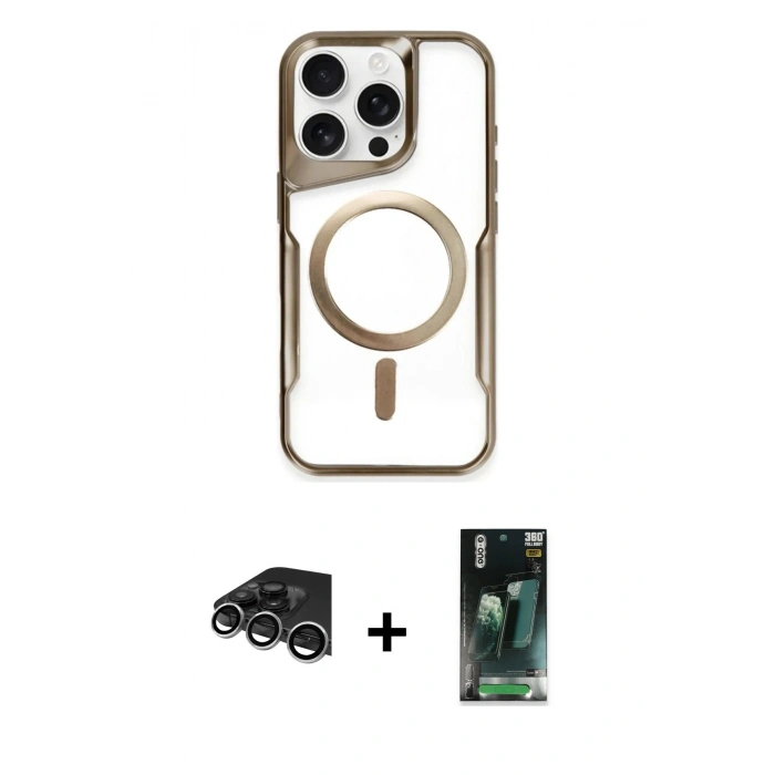 MARSİLYAN™- iPhone 14 Pro Max Kılıf Yadigar Klasik Özel Seri - Siyah 360 Mat Full Body Arka Koruyucu + Raze Metal Kamera Lens - GS