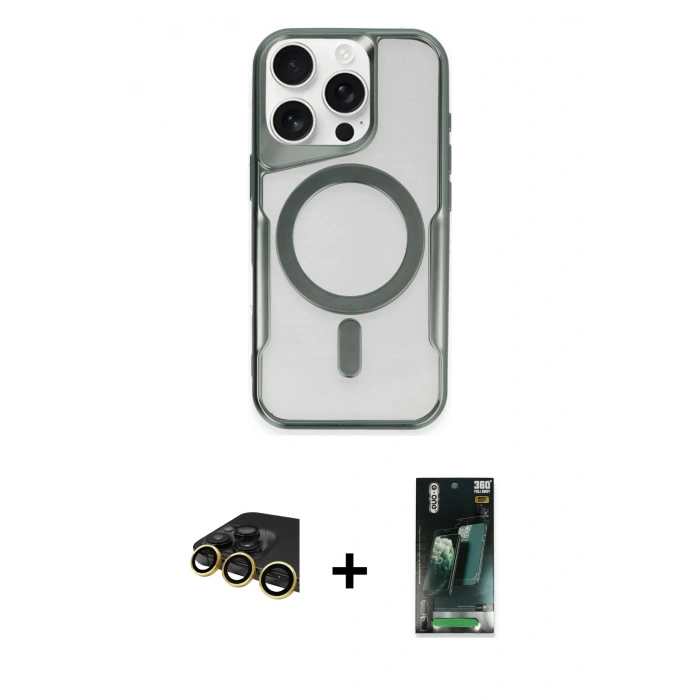 MARSİLYAN™- iPhone 14 Pro Max Kılıf Yadigar Klasik Özel Seri - Siyah 360 Mat Full Body Arka Koruyucu + Raze Metal Kamera Lens - GD