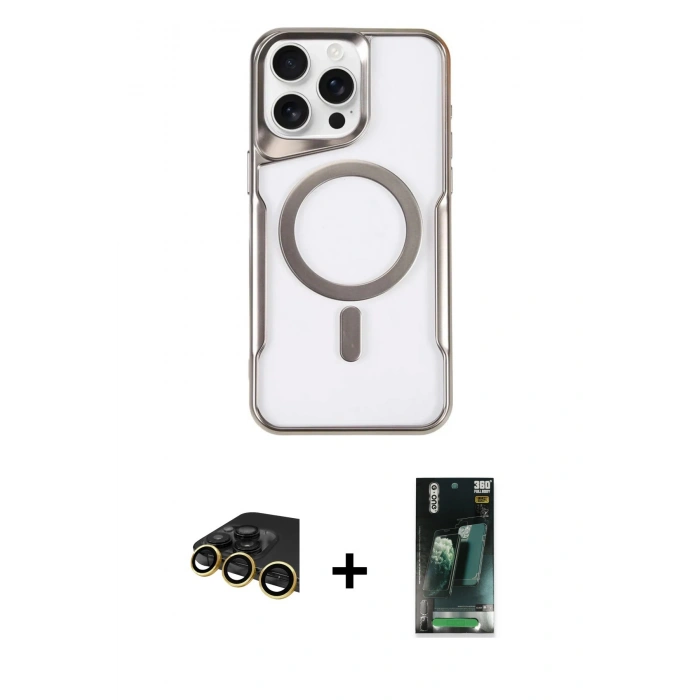 MARSİLYAN™- iPhone 14 Pro Max Kılıf Yadigar Klasik Özel Seri - Siyah 360 Mat Full Body Arka Koruyucu + Raze Metal Kamera Lens - GD