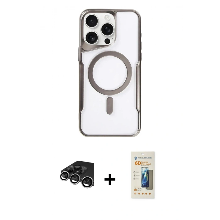 MARSİLYAN™- iPhone 14 Pro Max Kılıf Yadigar Klasik Özel Seri - Siyah 6D Mat Seramik Hayalet Nano Ekran Koruyucu + Raze Metal Kamera Lens - GS