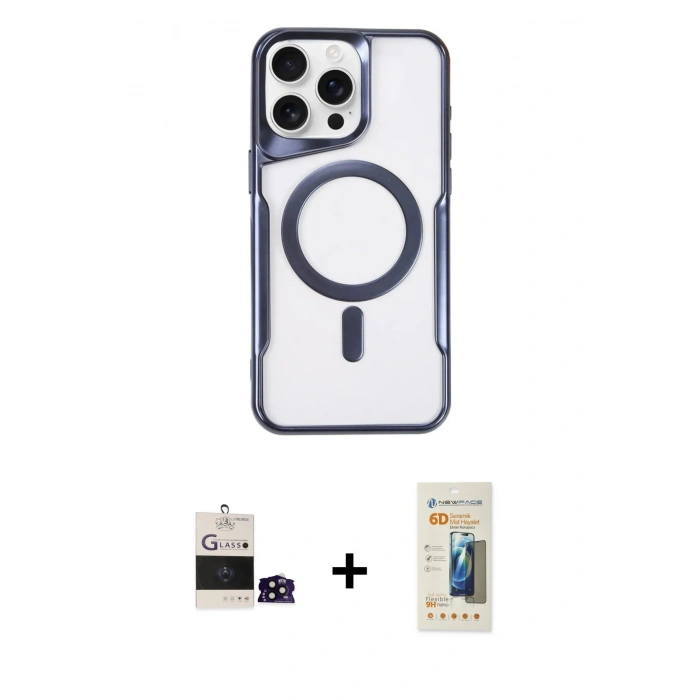 MARSİLYAN™- iPhone 14 Pro Max Kılıf Yadigar Klasik Özel Seri - Siyah 6D Mat Seramik Hayalet Nano Ekran Koruyucu + Siyah Bilvis Titan Kamera Lens